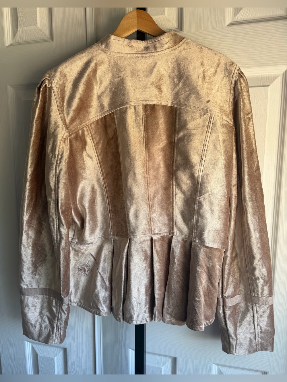 Free People Ballet Racer Jacket Cropped Velvet
Ruffled Champagne Rose Size: XL - Picture 5 of 10